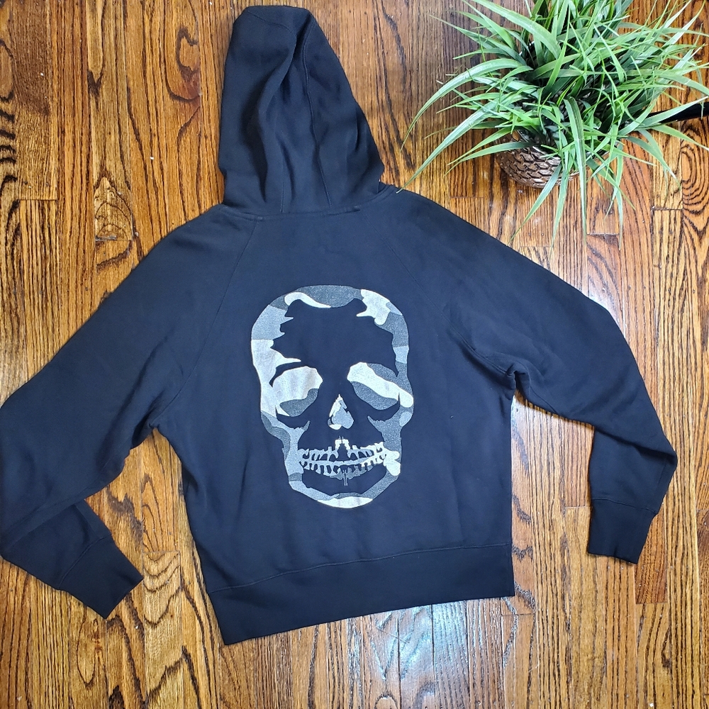 Zadig & Voltaire Women's Camo Skull Dark Hoodie With Metallic Skull Black Size S - Picture 5 of 12